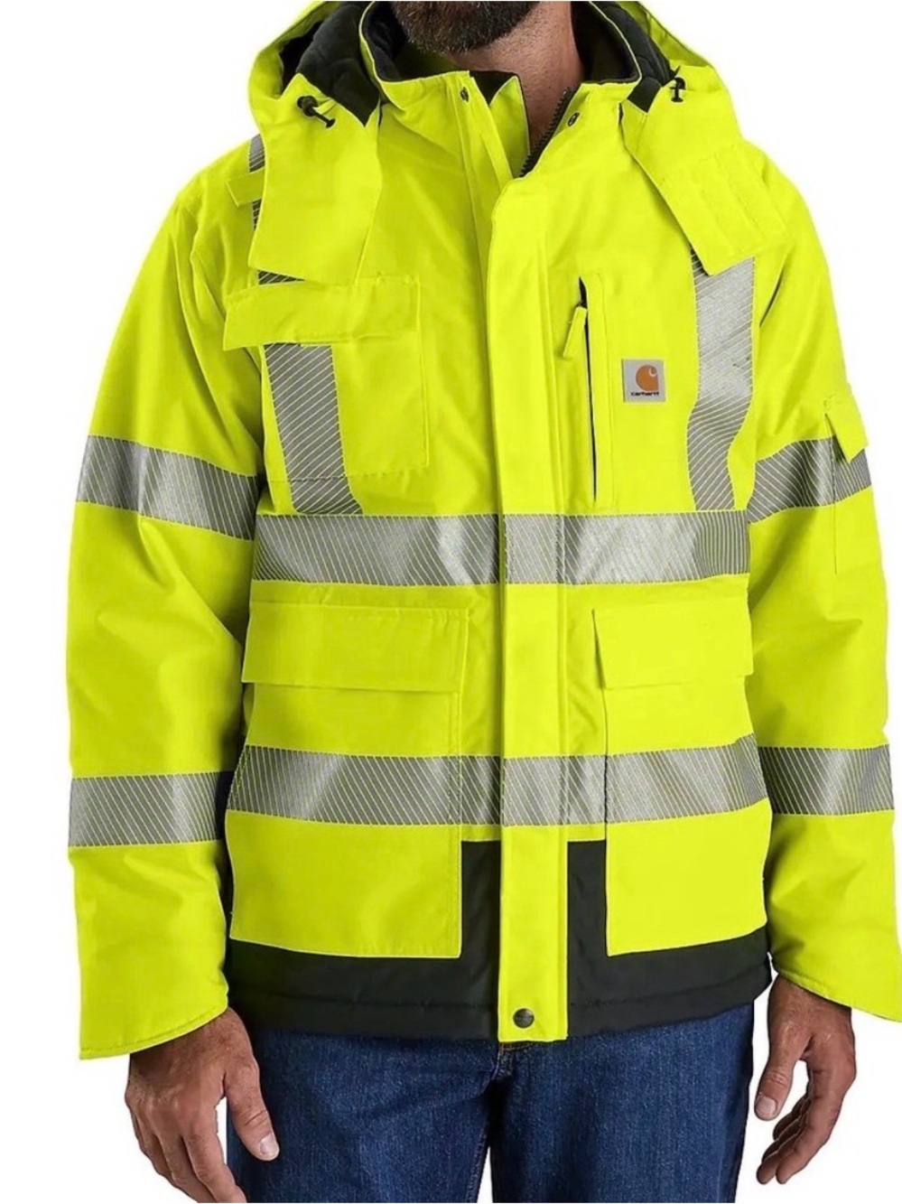 Carhartt High-Visibility Lime/Yellow Waterproof Reflective Raincoat